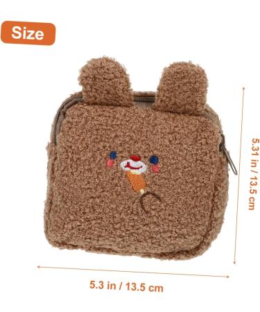 Healifty Plush Aunt Towel Bag Purse for Girls | Zip Around Mini Coin Pouch | Menstrual Pad Bag | Brown 13.5X13.5CM - Buy Online on GoSupps.com