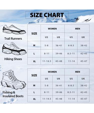 Sfee Ice Snow Grips Crampons Traction Cleats - 19 Stainless Steel Spikes - Anti Slip Shoe/Boot Footwear for Walking Climbing Hiking - Orange Medium (US 5-8) - Buy Online on GoSupps.com