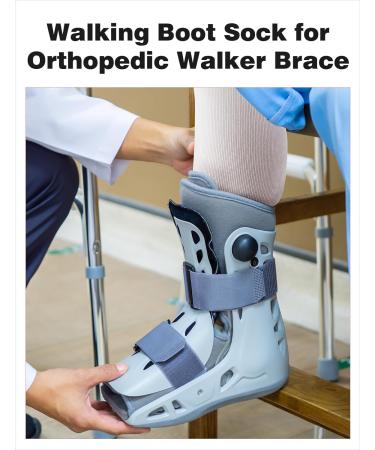 Walking Boot Socks - 2 Pairs Liner for Orthopedic & Medical Boots | Comfortable Black & White Socks for Men & Women - Buy Online on GoSupps.com