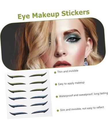Mikinona Green Stickers Glitter Eyeshadow 12 Pairs Glitter Eyeliner Eye Makeup Tools Eyeliner Decal Invisible Eye Line Strips Miss Double Eyelid Sticker Adhesive Tape Glitter Stickers - Buy Online on GoSupps.com