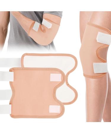 2 pieces of castor oil pack for knees reusable castor oil with adjustable Velcro fastener castor oil packs organic cotton for knees legs arms calves pain relief sleep aid khaki