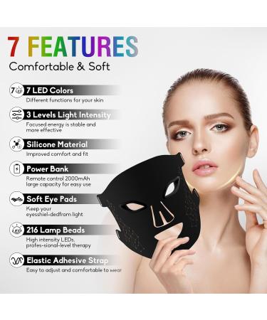 7 Color LED Red Light Therapy Mask - Anti-Aging Portable Facial Skin Care with Remote Control - Buy Online on GoSupps.com