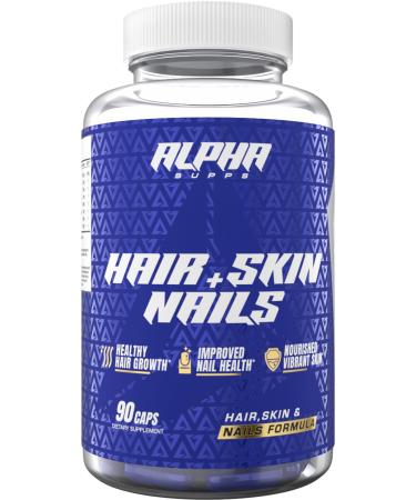 Alpha Supps Hair Skin and Nails Supplement for Women - Vibrant HSN Health and Strength with Biotin Collagen and Vitamins to Support Hair Growth Thickness and Skin Radiance - 90 Capsules