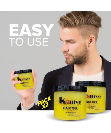 KALIVE Men's Hair Styling Gel 16 oz (2-pack) - Strong Hold & Light Shine | Fresh Scent, No Flaking or Alcohol - Buy Online on GoSupps.com