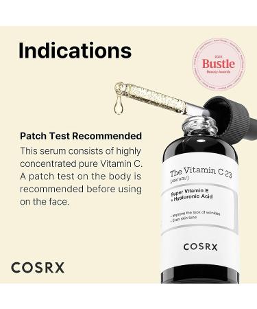 COSRX Pure Vitamin C 23% Serum | Brightening & Hydrating Facial Serum | Dark Spots, Fine Lines, Uneven Skin Tone | 0.7fl.oz/20ml - Buy Online on GoSupps.com