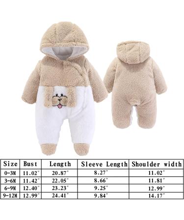 Newborn Baby Cartoon Bear Snowsuit Winter Coat Fleece Hooded Romper Jumpsuit 0-3 Months - Khaki Dog - Buy Online on GoSupps.com
