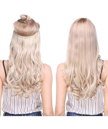 Silk-Co Adjustable Rubber Band Hair Extensions - 50cm Ash Blond Synthetic Invisible Cord Corrugated Extensions for Women - Buy Online on GoSupps.com