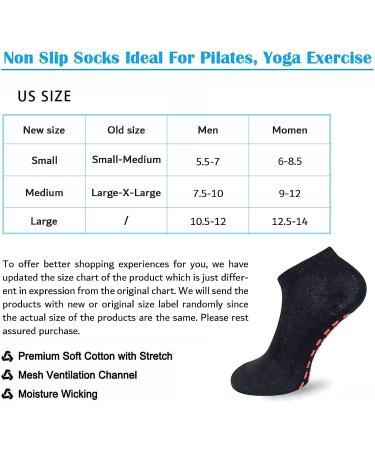 NOVAYARD Non Slip Grip Socks - 6 Pairs, Yoga Pilates Hospital Socks for Men Women - Black, Large Size - Buy Online on GoSupps.com