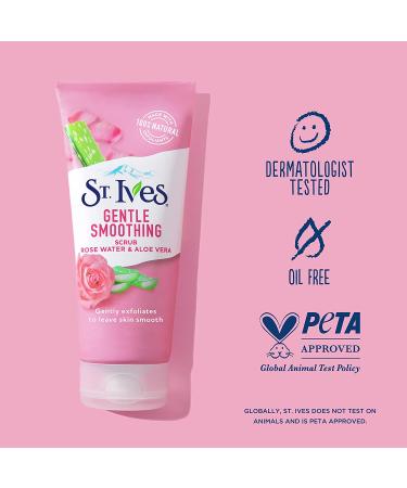 St. Ives Gentle Smoothing Scrub - Rose Water & Aloe Vera 6 oz | Exfoliate & Hydrate - Buy Online on GoSupps.com
