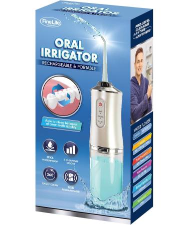 Portable Dental Water Flosser - Cordless Oral Irrigator | FineLife Products | Rechargeable Teeth Cleaner with 3 Modes - Silver - Buy Online on GoSupps.com