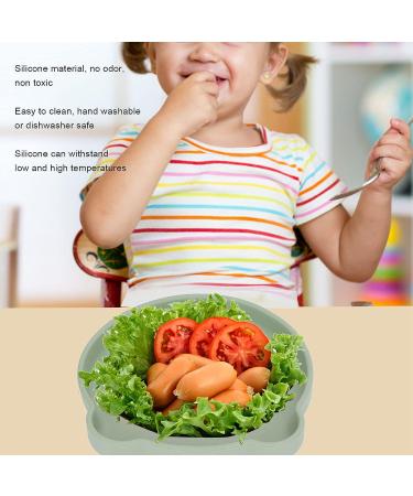 SALUTUYA Silicone Baby Plate with Suction Base - Easy to Clean Dinnerware (Green Black) - Buy Online on GoSupps.com