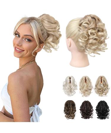Reecho ponytail hair extension 23 cm short curly wavy hair clip hair part horse cock hair extensions hair parts for women ponytail extension - dark blonde with light ends