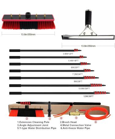 GIZMIT 12-39FT Window Cleaning Pole Outdoor Water Fed Telescopic 2 in 1 Brush Squeegee Attachment Professional Extendable Cleaner Conservatory Roof Gutters 39FT/12M - Buy Online on GoSupps.com