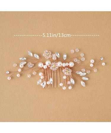 Bridal Flower Side Hair Clips Pearl Flower Hair Piece Wedding Hair Accessories for Brides Bridesmaid Girls Women - Buy Online on GoSupps.com