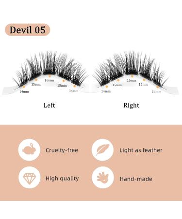 14 Pairs D Curl Cluster Lashes - 140 PCS DIY Individual Wisps, Reusable Segments for Professional Makeup - Devil 05-D - Buy Online on GoSupps.com