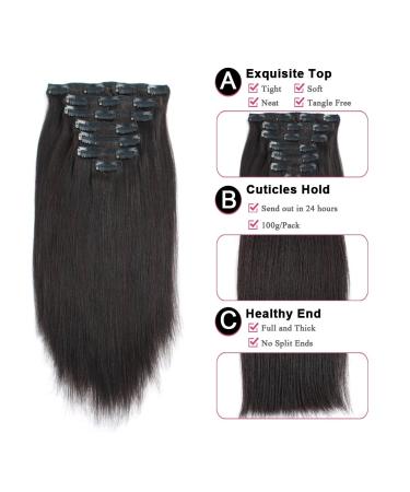 Sassina 10A Real Remy Thick Yaki Straight Clip in Hair Extension for Black Women 18 Inch Natural Color - 120g, 7 Pieces, Double Wefts - YS - Buy Online on GoSupps.com