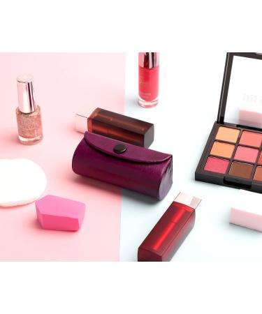 CHERKRAFT Premium Soft Leather Purple Lipstick Case with Mirror - Handbag Organizer and Lipstick Holder - Buy Online on GoSupps.com