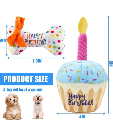 Nizirioo Plush Dog Toys - Birthday Cake & Bone Toys for Puppies | Soft & Safe Dog Birthday Gifts - Buy Online on GoSupps.com