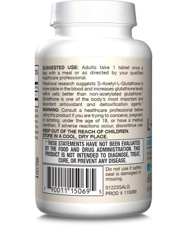 Jarrow Formulas S-Acetyl L-Glutathione 100 mg Tablets | 60 Count Dietary Supplement for Antioxidant Support & Detoxification | Non-GMO & Gluten Free - Buy Online on GoSupps.com