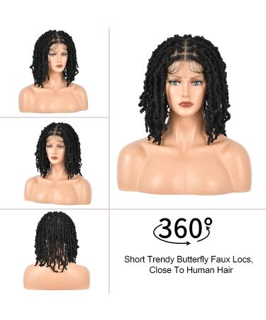 Kalyss 15 Double Lace Front Knotless Locs Braided Wig - Black Short Bob Twist Synthetic Lace Frontal with Baby Hair for Black Women - Buy Online on GoSupps.com