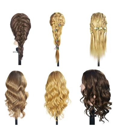 26''-28'' Long Hair Mannequin Head with Real Hair 60% - Cosmetology Doll for Hairdresser Practice - Straight Hair with 7 Tools - Stable Clamp Stand - 26inch No Makeup 4 - Buy Online on GoSupps.com