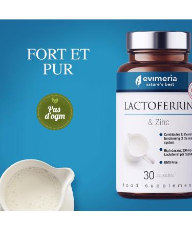 EVIMERIA Pure Lactoferrin & Zinc | Strengthens Immune System | Immune Defense Supplements | Natural Antioxidant | Plus Capsules 200mg | One Month Treatment | Made in Italy - Buy Online on GoSupps.com