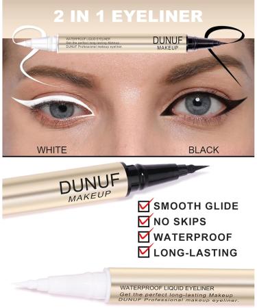 Black Eyeliner Pencil White Eyeliner Pencil Waterproof Eyeliner Pens Quick Drying Smooth Gel Eyeliner Tool Long Lasting Waterproof Eyeliner Two in One Eyeliner - Buy Online on GoSupps.com