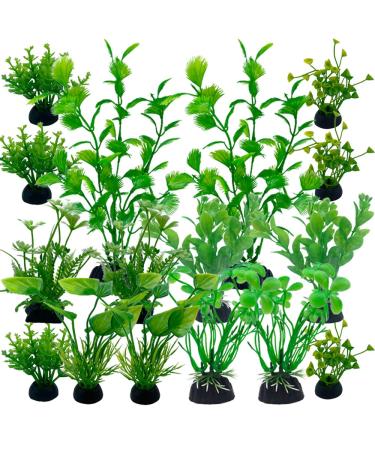 Lancare aquarium plants decoration 16 pieces green plastic plants for aquariums aquatic plants aquarium plants Artificial decoration set 16 PCs green A