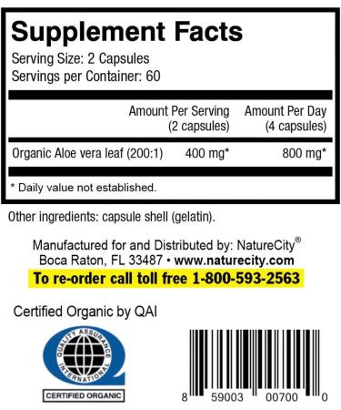 NatureCity True-Aloe 40,000mg Gel Capsules - 120ct (400mg Each) - Buy Online on GoSupps.com