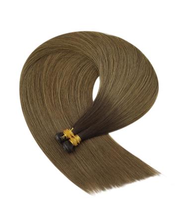 Youngsee Genius Weft Extensions - Real Hair Brown Ombre 55cm | Soft Virgin Hair 25g #R3/8 for Natural Look - Buy Online on GoSupps.com