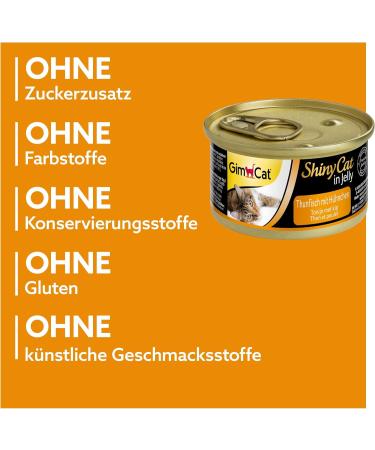Gimcat Shinycat in Jelly Tuna & Chicken - Premium Wet Cat Food (24 x 70g) with Fish & Taurine - International Shipping Available - Buy Online on GoSupps.com