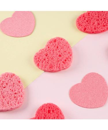 Facial Cleaning Sponge Heart Shape Exfoliating Pads - Reusable 50 Pieces (Pink) - Buy Online on GoSupps.com