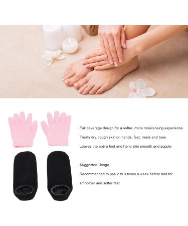 Moisturizing Gel Spa Socks Gloves Set Soft Elastic Dry Cracked Hands Feet Skin Care Essential Oil Gel Socks Gloves Set Pink Gloves Black Socks - Buy Online on GoSupps.com