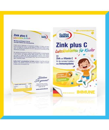 Zinc & Vitamin C Sucking Tablets for Kids | Vegetarian Immune Support | Eurho Vital | Made in Germany | 60 Orange Tablets - Buy Online on GoSupps.com