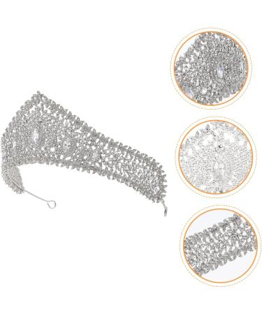 Bridal Crown Rhinestone Barrette Wedding Headdress Women Masquerade Headband Crystal Hair Hoops Bridal Forehead Headpiece Rhinestone Hair Accessory White Alloy Prom Hairpin Bride 16.5x11cm White - Buy Online on GoSupps.com