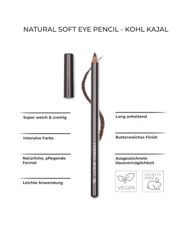 Ethleeal Beauty Vegan Kajal Pencil - Dark Brown Matte Finish | Soft Texture Kohl for Stunning Eyes - 1.49g - Buy Online on GoSupps.com