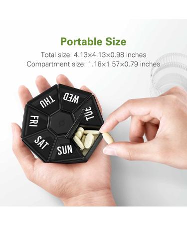 TookMag Weekly Pill Organizer 7 Day Large Daily Pill Case - Portable Travel Medicine Box for Pills, Vitamins, Fish Oil - Black, 1 Pack - Buy Online on GoSupps.com