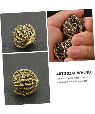 Minkissy Copper Walnut Model Nut Ornament - Handmade Brass Photo Prop 3.5x3cm Decorative Balls for Home & Massage - Pure Copper Crafts - Buy Online on GoSupps.com