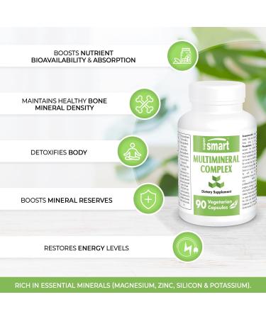 Supersmart Multimineral Complex with Magnesium, Zinc, Boron, Calcium & More - 90 Vegetarian Capsules | Non-GMO & Gluten Free - Buy Online on GoSupps.com