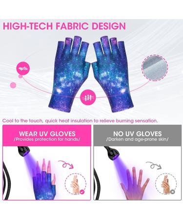 Krofaue UV Shield Fingerless Gloves for Nail Art & Manicures - Starry Sky Design - Buy Online on GoSupps.com
