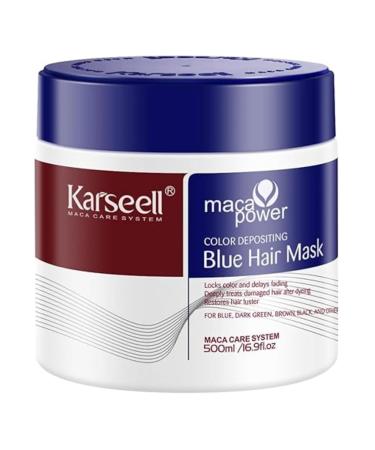 Karseell MACA CARE SYSTEM Blue pigment hair mask nourishing moisturizing repairing antifrizz enhanced blue for dry damaged hair 500 ml