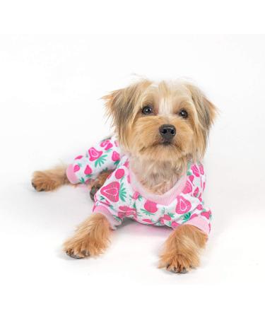 CuteBone Dog Pajamas Small Pet Jumpsuit Chihuahua Clothes 2 Pack Small Fleece Fabric Pineapple & Strawberry Design - Buy Online on GoSupps.com