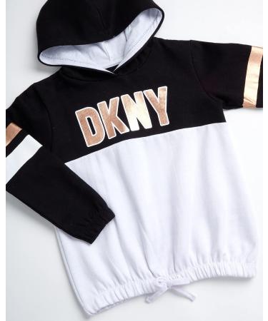 DKNY Girls' 2-Piece Fleece Pullover Sweatshirt & Stretch Leggings Set, Black/White - Size 7 - Buy Online on GoSupps.com