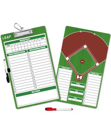 LEAP Coach Board Double Sided Design Premium Dry Erase Clipboard with Dry Erase Marker Pen and Pen Holder for Baseball, Basketball, Soccer, Football, Ice Hockey