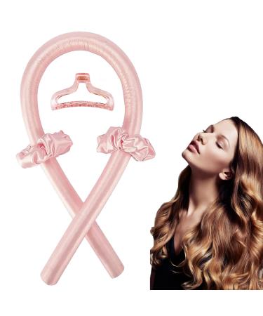 Heatless Hair Curler Heatless Curling Rod Headband Heatless Curls Soft Rubber Hair Rollers Curling Ribbon ,Hair Curlers To Sleep In Sleeping Curls Silk Ribbon Pink