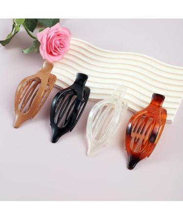 Flat Claw Hair Clips Set - 4Pcs French Style Non Slip Hair Accessories for Women - Black, White, Tortoiseshell, Taupe - Buy Online on GoSupps.com