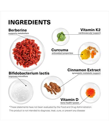 Berberine Supplement 500mg with Probiotics Vitamins D and K - 1 Month Supply Ultra Berberine - 60 Capsules - 500 mg for Weight Balance, Gut Health - Berberine with Ceylon Cinnamon - 1 pack - Buy Online on GoSupps.com