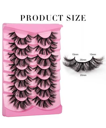 Uranian 20mm D Curl False Eyelashes - Long, Dramatic, Volume Fake Lashes for Women - 7 Pairs - Buy Online on GoSupps.com