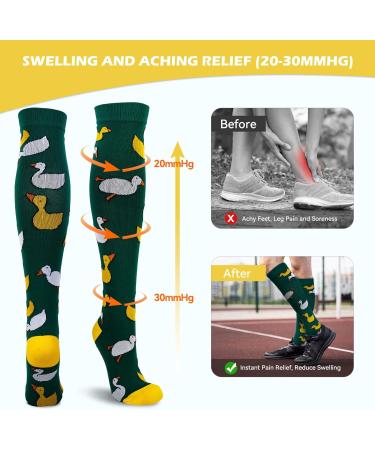 LEOSTEP Women's Compression Socks (3 Pair) | Knee High Support Stocking for Nurse, Flight, Sports, Travel, Pregnancy | 20-30mmHg | S-M Size | Little Duck Design - Buy Online on GoSupps.com