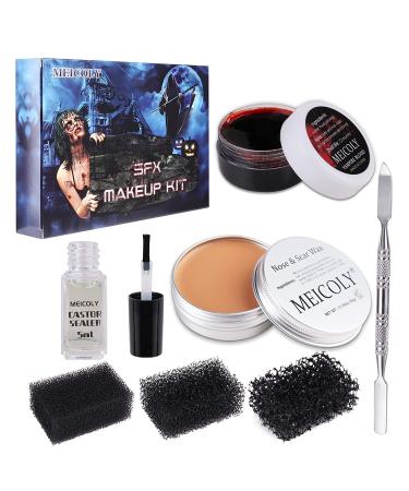 MEICOLY SFX Makeup Kit - Scars Wax, Fake Blood Spray, Modeling Skin Wax, Coagulated Blood Gel, Castor Sealer, and Modeling Wax Set 02 - Buy Online on GoSupps.com